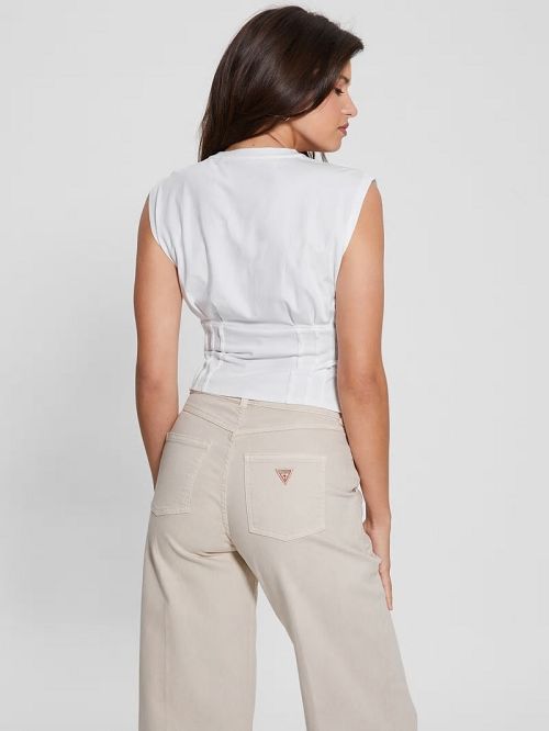 Guess Eco Tropical Vibes Corset Tee Wit | GUESS-SN27598