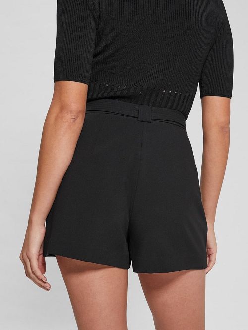 Guess Eco Valentina Crepe Shorts Zwart | GUESS-SN28088