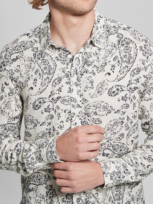 Guess Eco Vintage Paisley Shirt Zwart Wit | GUESS-SN31117