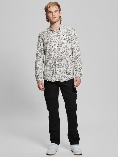 Guess Eco Vintage Paisley Shirt Zwart Wit | GUESS-SN31117