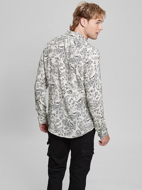 Guess Eco Vintage Paisley Shirt Zwart Wit | GUESS-SN31117