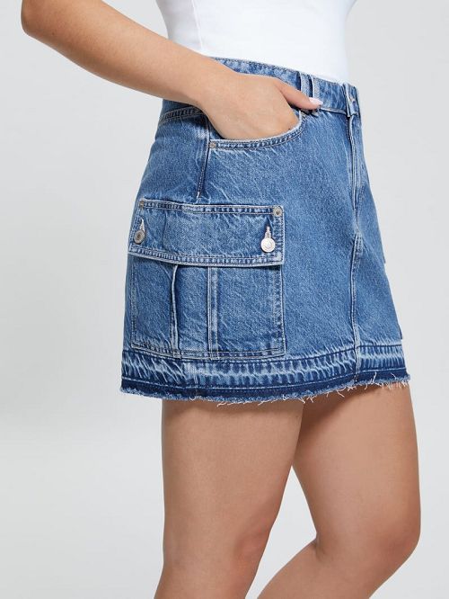 Guess Eco Vivette Denim Mini Skirt Blauw | GUESS-SN26543