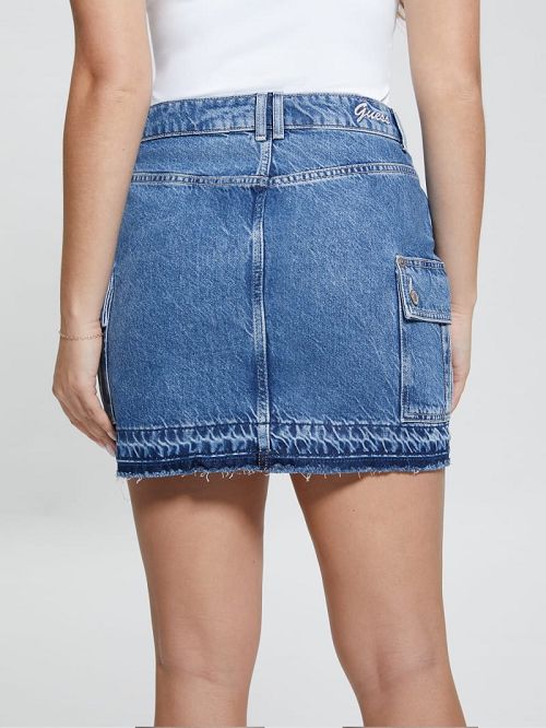 Guess Eco Vivette Denim Mini Skirt Blauw | GUESS-SN26543