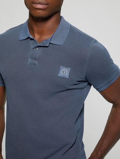 Guess Eco Washed Polo Blauw | GUESS-SN31220