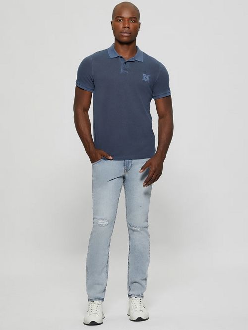 Guess Eco Washed Polo Blauw | GUESS-SN31220