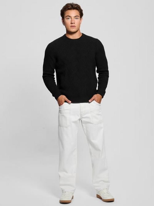 Guess Eco Wesley Lattice Sweater Zwart | GUESS-SN30904