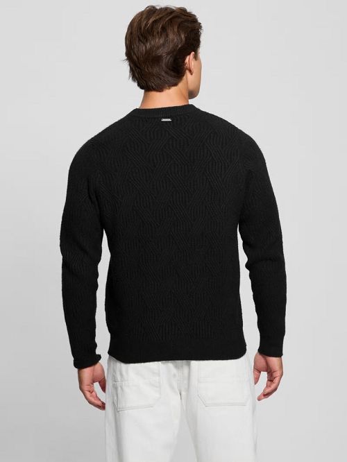 Guess Eco Wesley Lattice Sweater Zwart | GUESS-SN30904