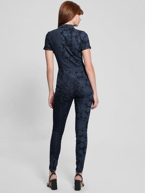 Guess Eco Yuri Printed Denim Jumpsuit Blauw | GUESS-SN26689