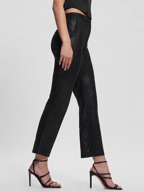 Guess Eco Zoe Faux-Suede Straight Pants Zwart | GUESS-SN28200