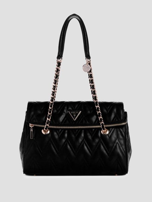 Guess Eda Quilted Satchel Zwart | GUESS-SN29055