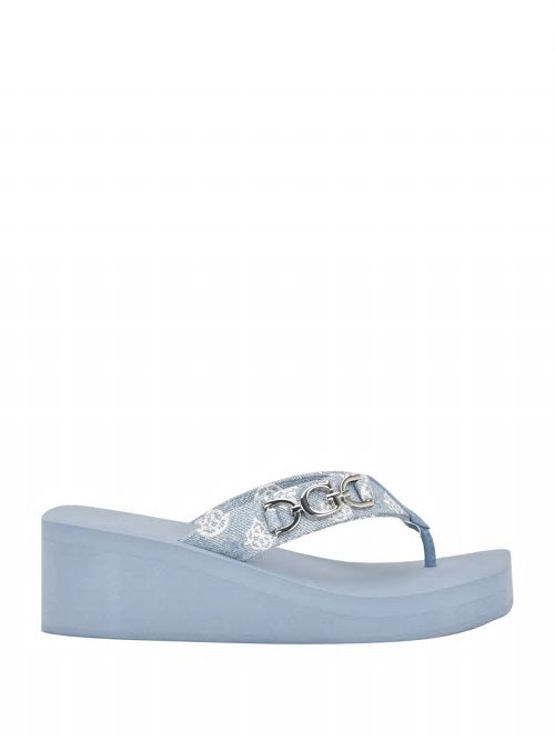 Guess Edany Denim G Buckle Wedge Sandals Blauw | GUESS-SN29594