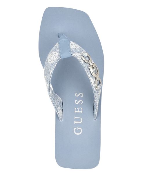 Guess Edany Denim G Buckle Wedge Sandals Blauw | GUESS-SN29594
