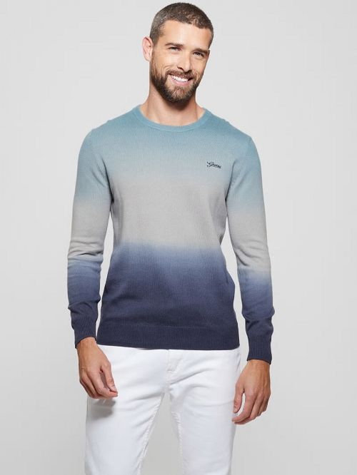 Guess Edwin Crewneck Tie-Dye Sweater Blauw | GUESS-SN31049