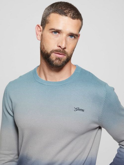 Guess Edwin Crewneck Tie-Dye Sweater Blauw | GUESS-SN31049