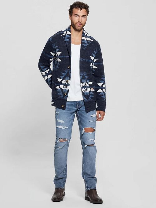 Guess Efisio Southwest Cardigan Blauw | GUESS-SN31038