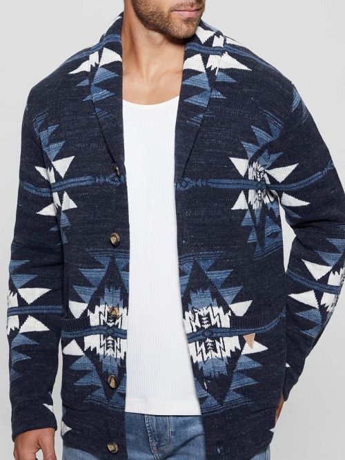 Guess Efisio Southwest Cardigan Blauw | GUESS-SN31038