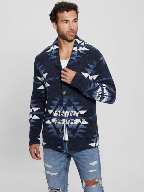 Guess Efisio Southwest Cardigan Blauw | GUESS-SN31038