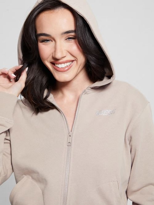 Guess Eleanora Zip Hoodie Beige | GUESS-SN28350