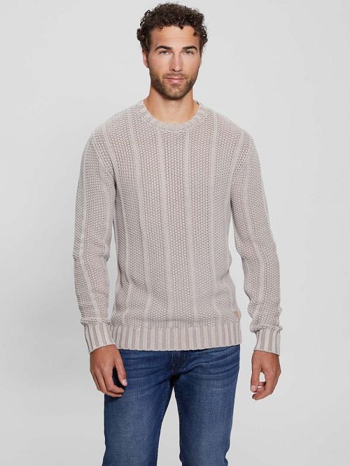 Guess Eli Treated Stitched Sweater Beige | GUESS-SN31067