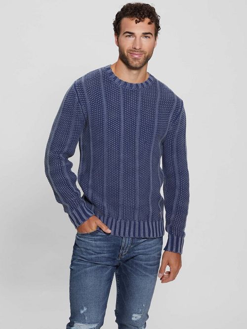 Guess Eli Treated Stitched Sweater Blauw | GUESS-SN31052