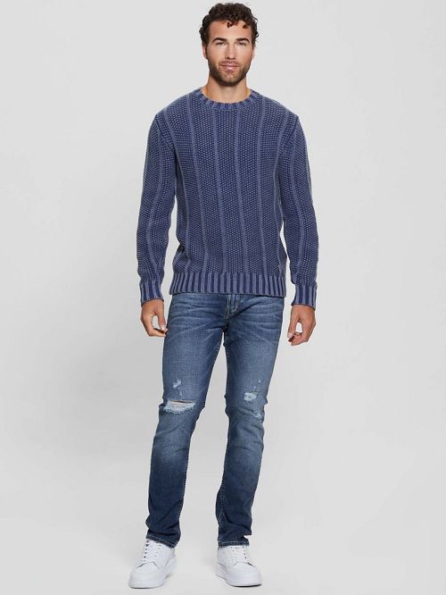 Guess Eli Treated Stitched Sweater Blauw | GUESS-SN31052
