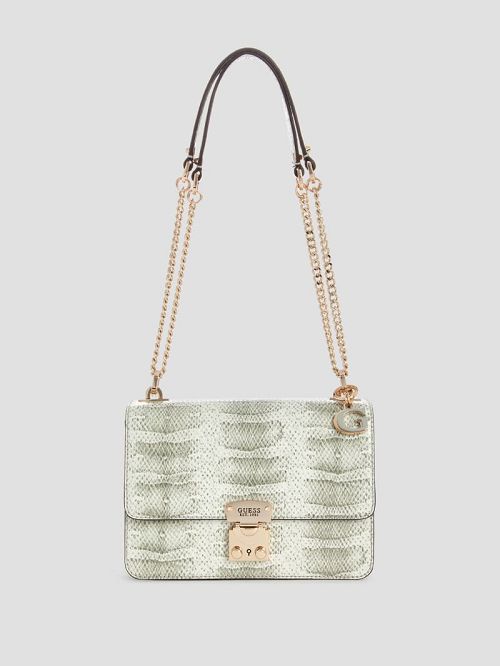 Guess Eliette Snakeskin Convertible Crossbody Bruin | GUESS-SN29102