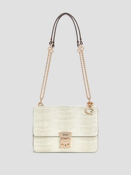 Guess Eliette Snakeskin Convertible Crossbody Bruin | GUESS-SN29107