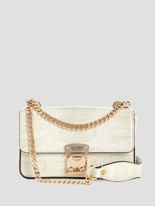 Guess Eliette Snakeskin Mini Convertible Crossbody Bruin | GUESS-SN29070
