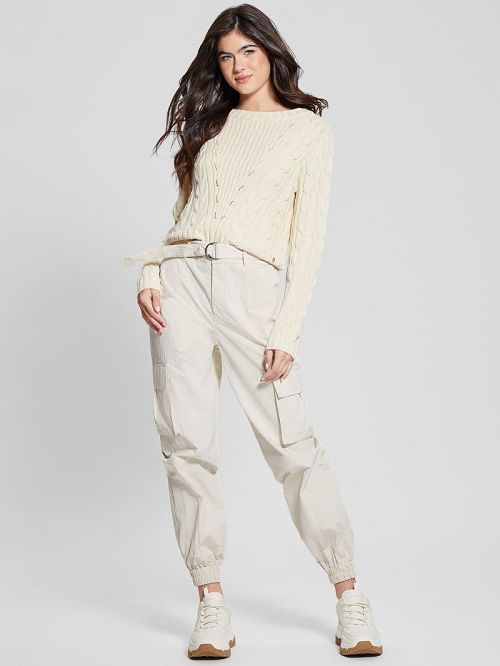 Guess Elle Cable Knit Sweater Wit | GUESS-SN27721