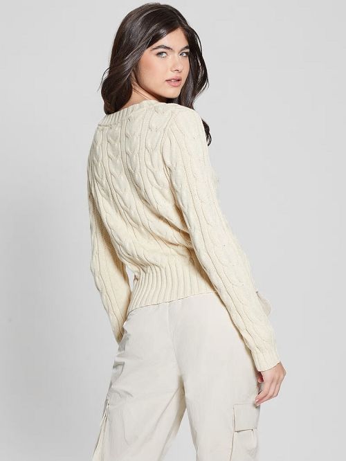 Guess Elle Cable Knit Sweater Wit | GUESS-SN27721