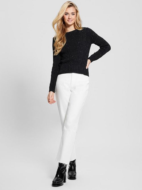 Guess Elle Cable Knit Sweater Zwart | GUESS-SN27783