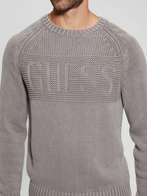 Guess Ellery Stitched Logo Sweater Bruin | GUESS-SN31061
