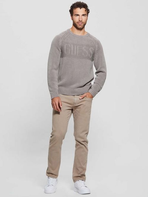 Guess Ellery Stitched Logo Sweater Bruin | GUESS-SN31061