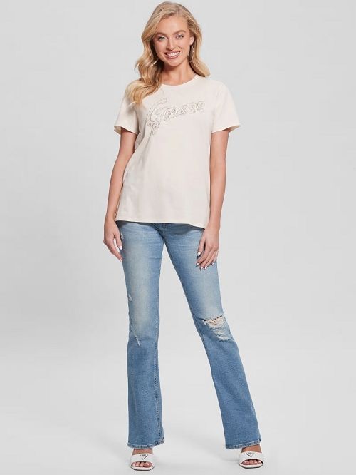 Guess Embellished Logo Tee Wit | GUESS-SN27060