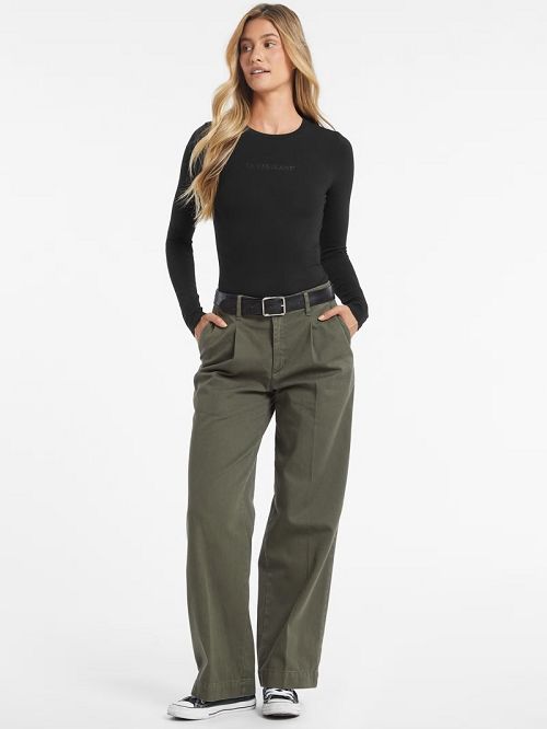 Guess Embroidered Logo Bodysuit Zwart | GUESS-SN27301