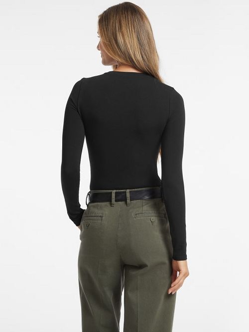 Guess Embroidered Logo Bodysuit Zwart | GUESS-SN27301