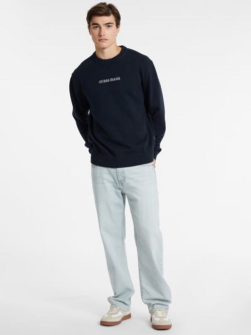 Guess Embroidered Logo Sweater Blauw | GUESS-SN31008
