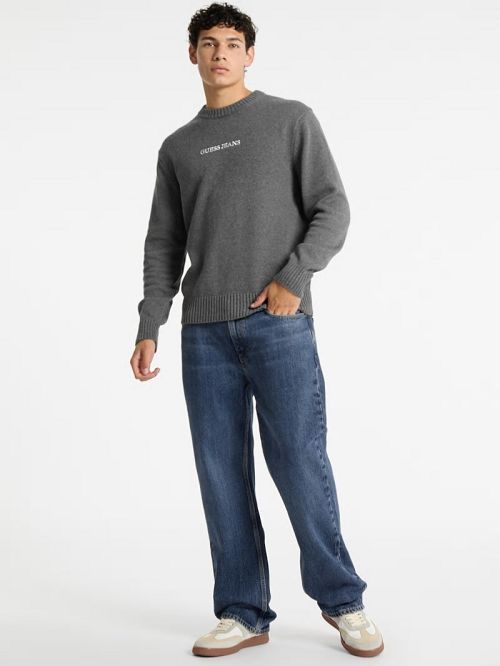 Guess Embroidered Logo Sweater Grijs | GUESS-SN30997