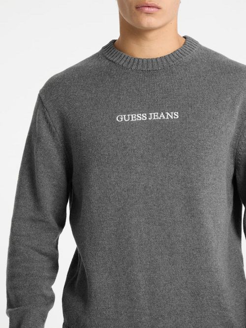 Guess Embroidered Logo Sweater Grijs | GUESS-SN30997