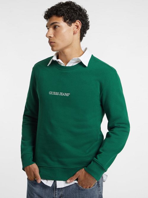 Guess Embroidered Logo Sweater Groen | GUESS-SN30911