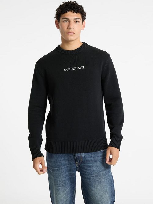 Guess Embroidered Logo Sweater Zwart | GUESS-SN31030