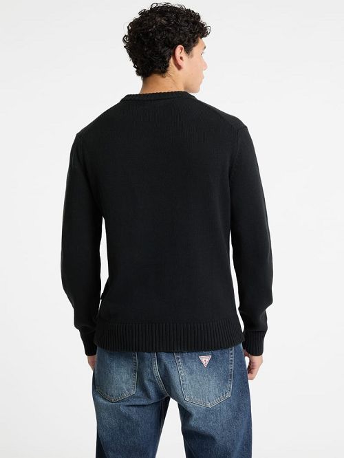 Guess Embroidered Logo Sweater Zwart | GUESS-SN31030