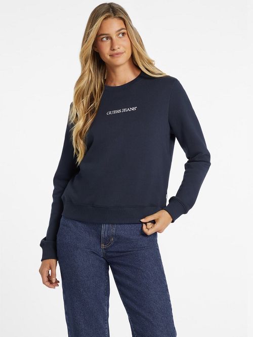 Guess Embroidered Logo Sweatshirt Blauw | GUESS-SN28375