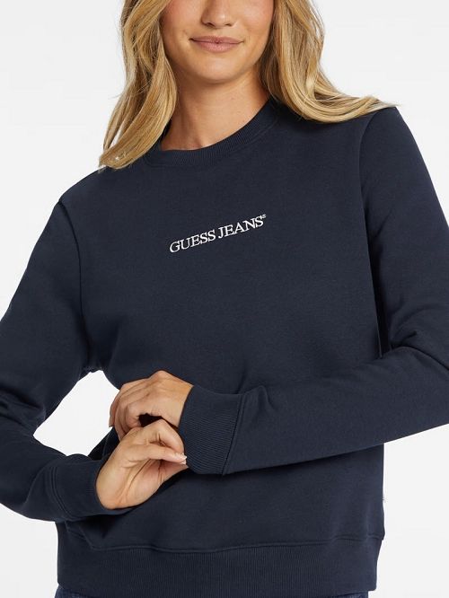 Guess Embroidered Logo Sweatshirt Blauw | GUESS-SN28375