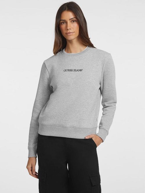 Guess Embroidered Logo Sweatshirt Grijs | GUESS-SN28386