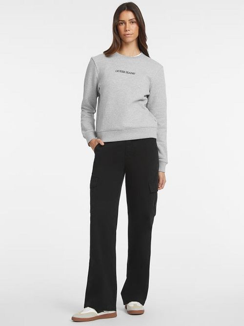 Guess Embroidered Logo Sweatshirt Grijs | GUESS-SN28386