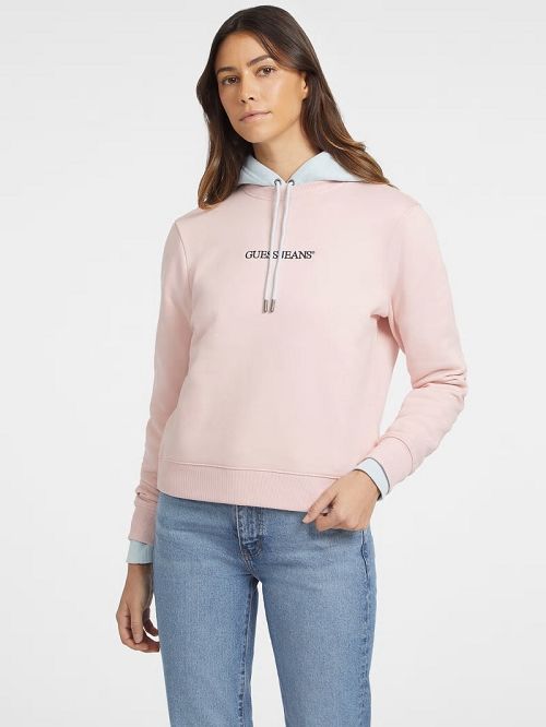Guess Embroidered Logo Sweatshirt Roze | GUESS-SN28381