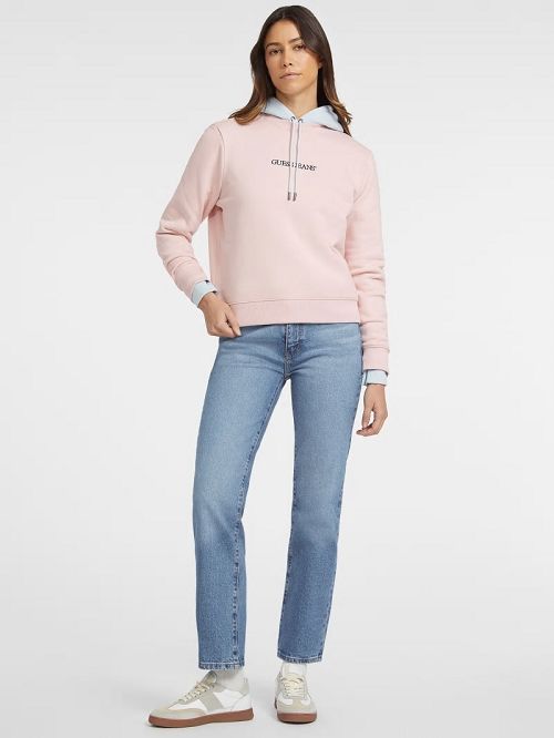Guess Embroidered Logo Sweatshirt Roze | GUESS-SN28381