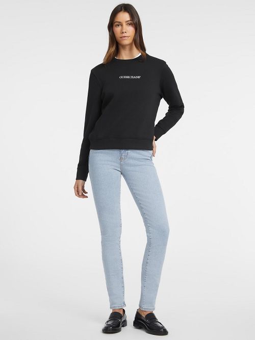 Guess Embroidered Logo Sweatshirt Zwart | GUESS-SN28382
