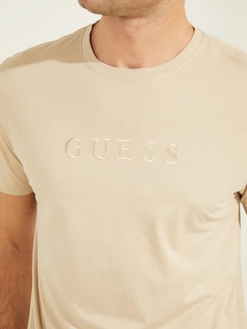 Guess Embroidered Logo Tee Beige | GUESS-SN30540